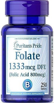 Фото Puritan's Pride Folic Acid 800 мкг 250 таблеток