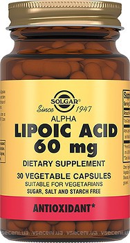 Фото Solgar Alpha Lipoic Acid 60 мг 30 капсул (SOL00055)