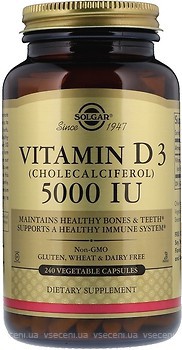 Фото Solgar Vitamin D3 Cholecalciferol 5000 IU 240 капсул (SOL03314)