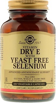 Фото Solgar Vitamin Dry E with Yeast-Free Selenium 100 капсул (SOL03351)