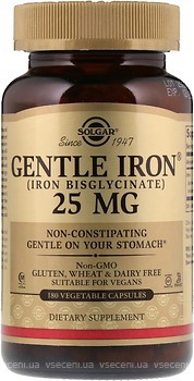 Фото Solgar Gentle Iron 25 мг 180 капсул (SOL01250)