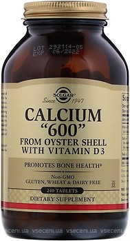 Фото Solgar Calcium 600 from Oyster Shell with Vitamin D3 240 таблеток (SOL00417)