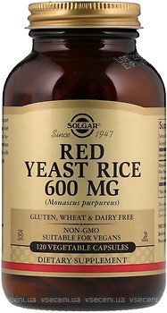 Фото Solgar Red Yeast Rice 600 мг 120 капсул (SOL02325)