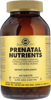 Фото Solgar Prenatal Nutrients Multivitamin & Mineral 240 таблеток (SOL02273)