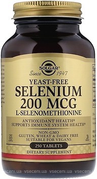 Фото Solgar Yeast-Free Selenium 200 мкг 250 таблеток (SOL02558)