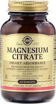 Фото Solgar Magnesium Citrate 60 таблеток (SOL59204)