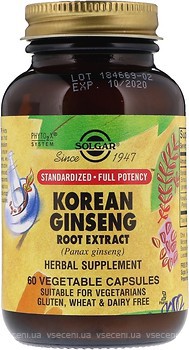 Фото Solgar Korean Ginseng Root Extract 60 капсул (SOL04138)