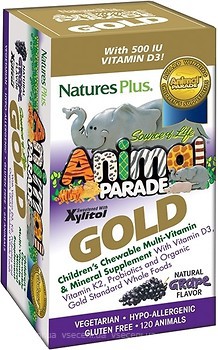 Фото Nature's Plus Animal Parade Gold Childrens Chewable Multi со вкусом винограда 120 таблеток (29934)