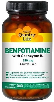 Фото Country Life Benfotiamine with Coenzyme B1 150 мг 60 капсул (CLF - 06003)