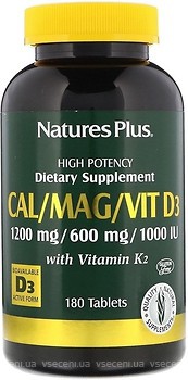 Фото Nature's Plus Cal/Mag/Vit D3 with Vitamin K2 180 таблеток (33647)