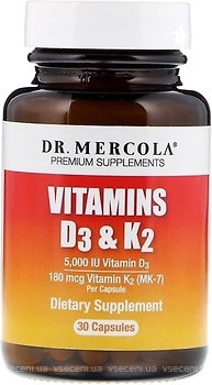 Фото Dr. Mercola Vitamins D3 & K2 30 капсул (MCL01691)