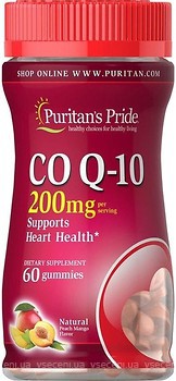 Фото Puritan's Pride Co Q-10 200 мг со вкусом персика, манго 60 капсул