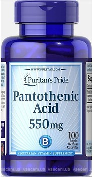 Фото Puritan's Pride Pantothenic Acid 550 мг 100 капсул