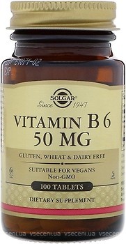 Фото Solgar Vitamin B6 50 мг 100 таблеток (SOL03100)