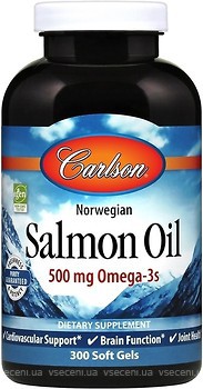 Фото Carlson Labs Norwegian Salmon Oil 500 мг 300 капсул
