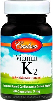 Фото Carlson Labs Vitamin K2 MK-4 5 мг 60 капсул (CAR-01000)