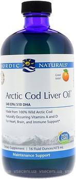 Фото Nordic Naturals Arctic Cod Liver Oil со вкусом апельсина 473 мл (NOR-54786)