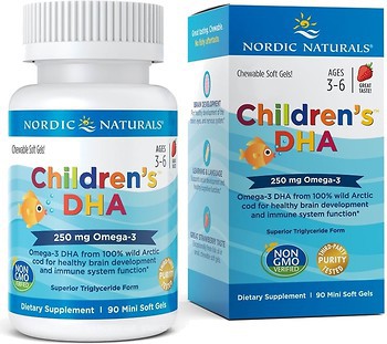 Фото Nordic Naturals Children's DHA 250 мг со вкусом клубники 90 капсул (NOR-01710)