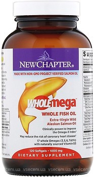 Фото New Chapter Wholemega Whole Fish Oil 1000 мг 120 капсул (NCR-05003)