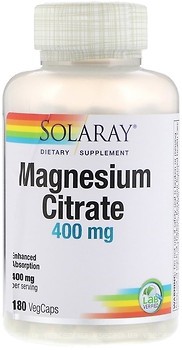 Фото Solaray Magnesium Citrate 400 мг 180 капсул (SOR37402)