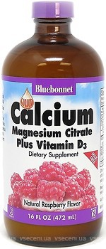 Фото Bluebonnet Nutrition Calcium Magnesium Citrate Vitamin D3 со вкусом малины 472 мл