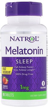 Фото Natrol Melatonin 1 мг со вкусом клубники 90 таблеток (NTL06324)