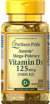 Фото Puritan's Pride Vitamin D3 5000 IU 100 капсул