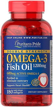 Фото Puritan's Pride Double Strength Omega-3 Fish Oil 1200 мг 180 капсул