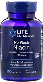 Фото Life Extension No Flush Niacin 800 мг 100 капсул (LEX-37310)