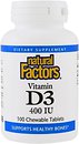Фото Natural Factors Vitamin D3 400 IU со вкусом клубники 100 таблеток (NFS01059)