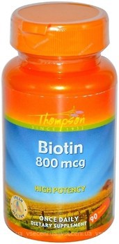Фото Thompson Biotin 800 мкг 90 таблеток (THO19555)