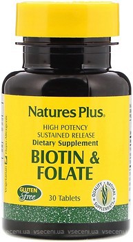 Фото Nature's Plus Biotin & Folate 30 таблеток (NAP01792)