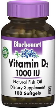 Фото Bluebonnet Nutrition Vitamin D3 1000 IU 100 капсул (BLB0308)