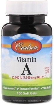 Фото Carlson Labs Vitamin A 25000 IU 100 капсул (CAR-01131)