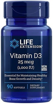 Фото Life Extension Vitamin D3 25 мкг (1000 IU) 90 капсул (LEX-17539)