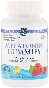 Фото Nordic Naturals Melatonin Gummies со вкусом малины 1.5 мг 60 таблеток