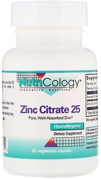 Фото Nutricology Zinc Citrate 25 мг 60 капсул