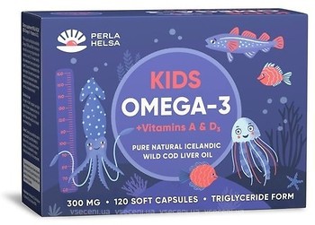 Фото Perla Helsa Kids Omega 3 + Vitamins A И D3 120 капсул