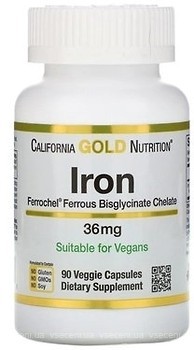 Фото California Gold Nutrition Ferrochel Iron 36 мг 90 капсул