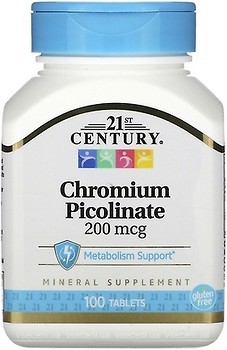 Фото 21st Century Chromium Picolinate 200 мкг 100 таблеток (CEN21368)