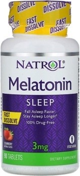 Фото Natrol Melatonin 3 мг со вкусом клубники 90 таблеток (NTL06076)