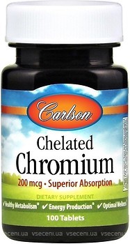 Фото Carlson Labs Chelated Chromium 200 мкг 100 таблеток