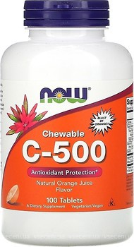 Фото Now Foods Vitamin C 500 мг со вкусом апельсина 100 таблеток (NF0630)