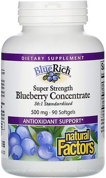 Фото Natural Factors BlueRich Blueberry 500 мг 90 капсул