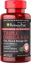 Фото Puritan's Pride Maximum Strength Triple Omega 3-6-9 Fish Flax & Borage Oils 60 капсул