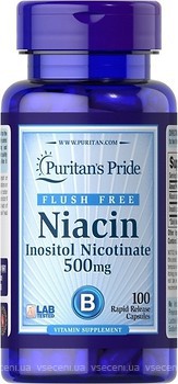 Фото Puritan's Pride Niacin 500 мг 100 капсул