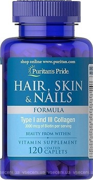 Фото Puritan's Pride Hair, Skin & Nails Formula 120 капсул