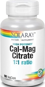 Фото Solaray Cal-Mag Citrate 1:1 Ratio 90 капсул