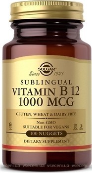 Фото Solgar Sublingual Methylcobalamin Vitamin B12 1000 мкг 100 таблеток