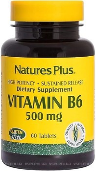 Фото Nature's Plus Vitamin B6 500 мг 60 таблеток